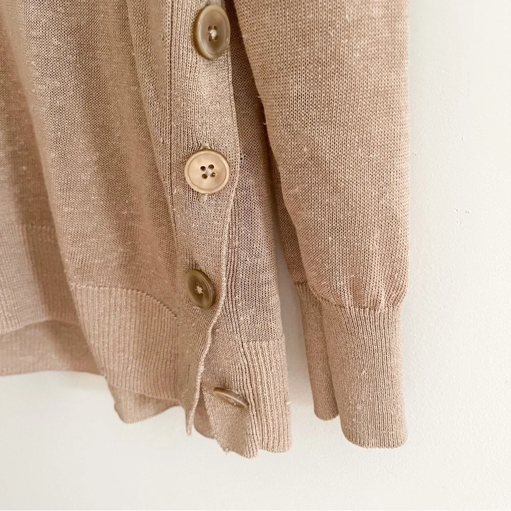 J. Crew Side Button Linen Blend V-Neck Sweater